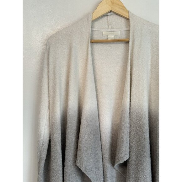 Barefoot Dreams Cardigan Medium Ivory Gray Ombre Dip Dyed Open Waterfall Fall - Picture 4 of 8